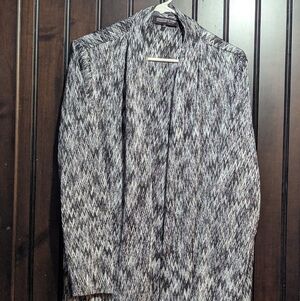 Jones New York Collection 2X Black and White Zigzag Chevron cardigan Open Front